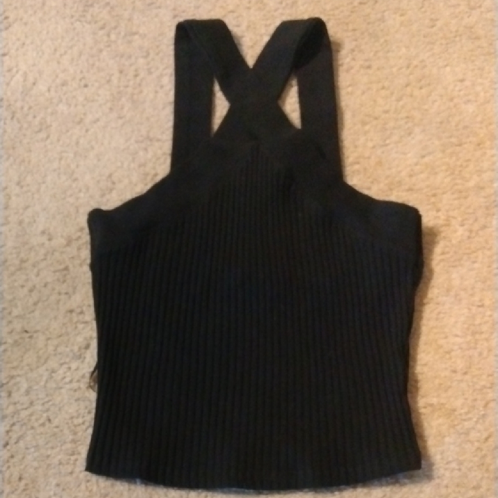 Zara : Ladies Black Ribbed Top ( Size Medium ) New $15